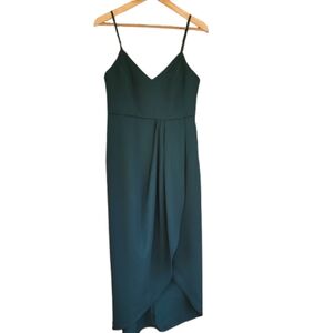 Womens M NWT Lulus Made With Love Dark Green Boho Minimalist Slip Dress